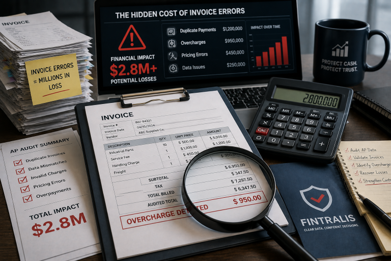 Rows of financial transaction data and invoice line items displayed on ledger paper