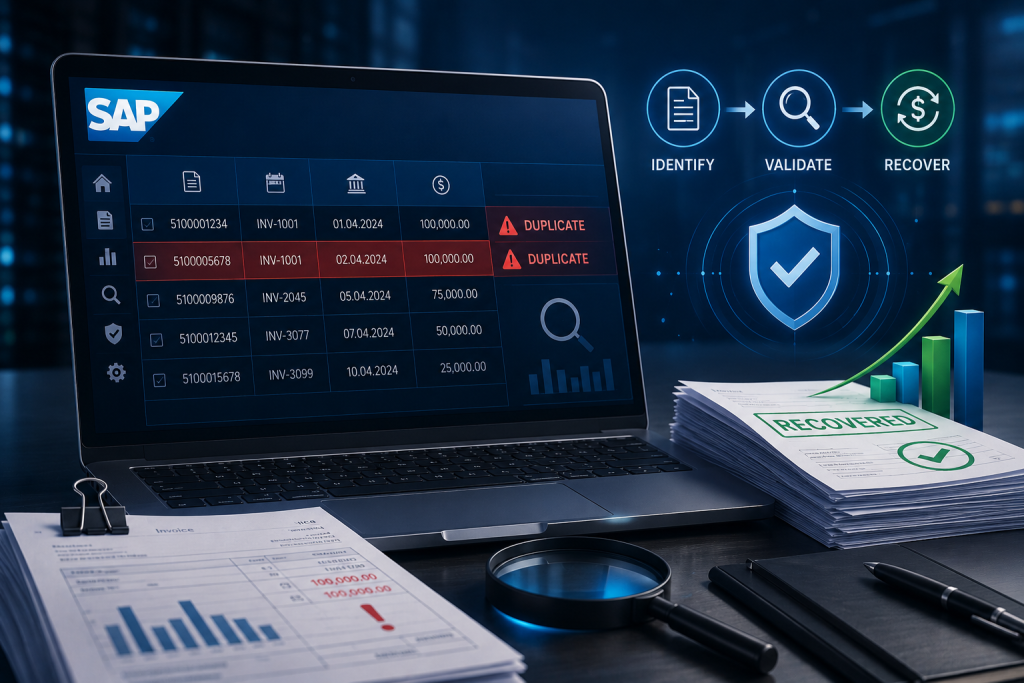 Hands reviewing printed financial transaction reports on office desk with laptop keyboard