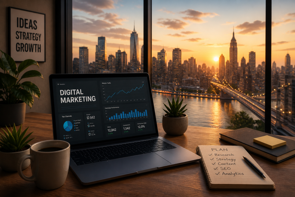 Finance documents and tablet with spreadsheet data on an executive desk with highlighter annotations